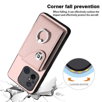 YB Leather Coating Series-7 for Xiaomi Redmi 12C 4G Magnetic Case Shockproof Finger Ring Phone Shell