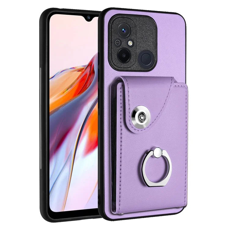 YB Leather Coating Series-7 for Xiaomi Redmi 12C 4G Magnetic Case Shockproof Finger Ring Phone Shell