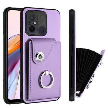 YB Leather Coating Series-7 for Xiaomi Redmi 12C 4G Magnetic Case Shockproof Finger Ring Phone Shell
