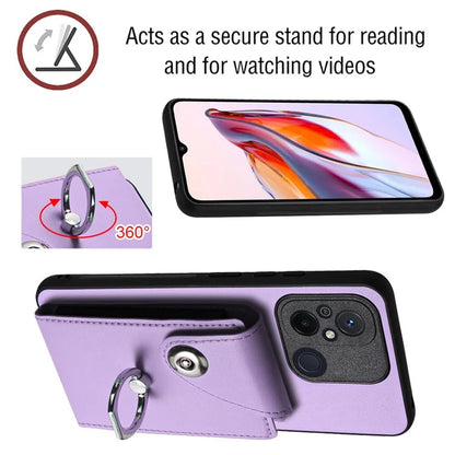 YB Leather Coating Series-7 for Xiaomi Redmi 12C 4G Magnetic Case Shockproof Finger Ring Phone Shell