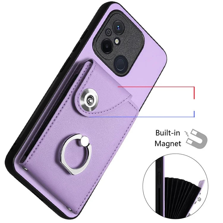YB Leather Coating Series-7 for Xiaomi Redmi 12C 4G Magnetic Case Shockproof Finger Ring Phone Shell