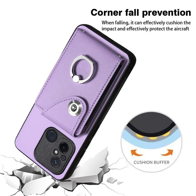YB Leather Coating Series-7 for Xiaomi Redmi 12C 4G Magnetic Case Shockproof Finger Ring Phone Shell