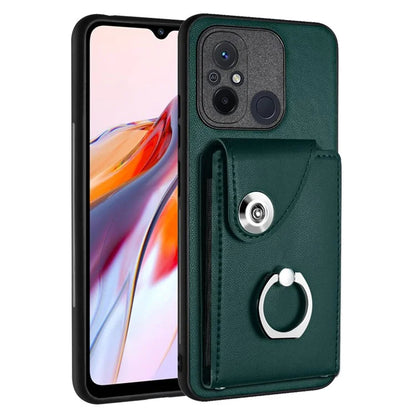 YB Leather Coating Series-7 for Xiaomi Redmi 12C 4G Magnetic Case Shockproof Finger Ring Phone Shell