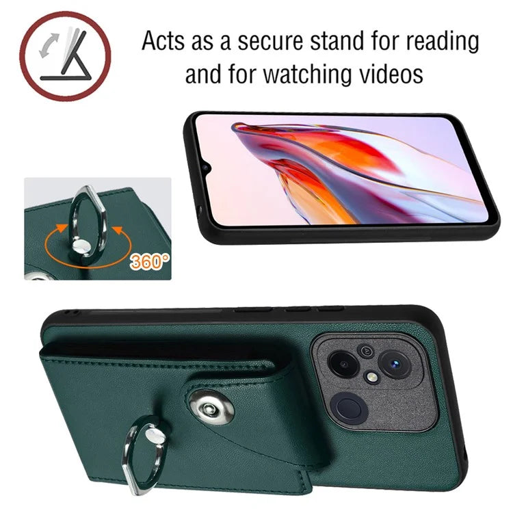 YB Leather Coating Series-7 for Xiaomi Redmi 12C 4G Magnetic Case Shockproof Finger Ring Phone Shell