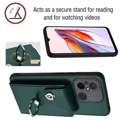 YB Leather Coating Series-7 for Xiaomi Redmi 12C 4G Magnetic Case Shockproof Finger Ring Phone Shell