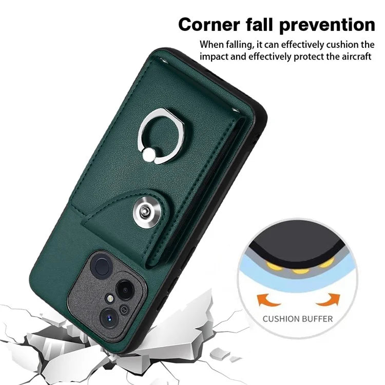 YB Leather Coating Series-7 for Xiaomi Redmi 12C 4G Magnetic Case Shockproof Finger Ring Phone Shell