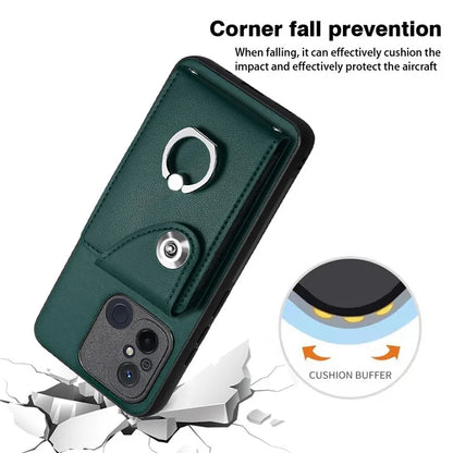 YB Leather Coating Series-7 for Xiaomi Redmi 12C 4G Magnetic Case Shockproof Finger Ring Phone Shell