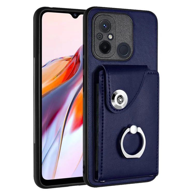 YB Leather Coating Series-7 for Xiaomi Redmi 12C 4G Magnetic Case Shockproof Finger Ring Phone Shell