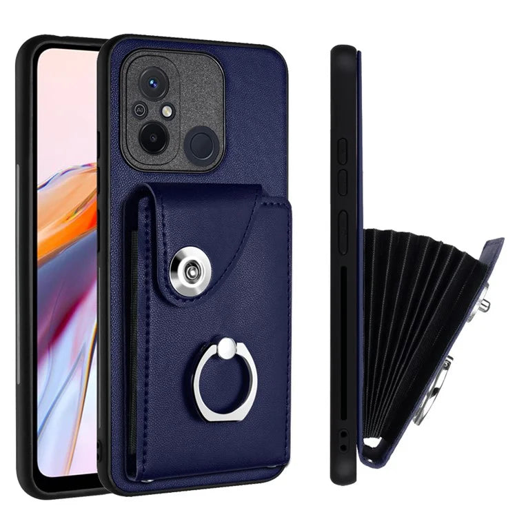YB Leather Coating Series-7 for Xiaomi Redmi 12C 4G Magnetic Case Shockproof Finger Ring Phone Shell