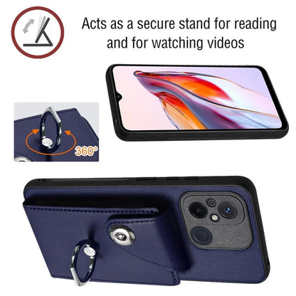 YB Leather Coating Series-7 for Xiaomi Redmi 12C 4G Magnetic Case Shockproof Finger Ring Phone Shell
