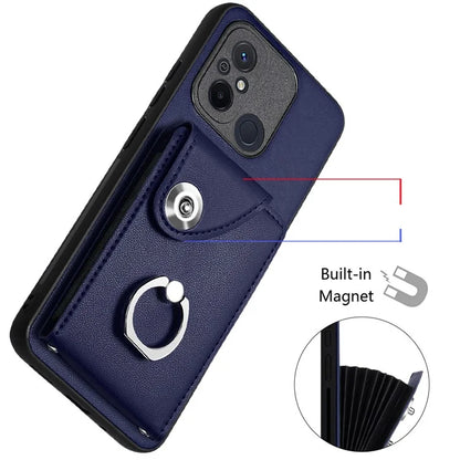 YB Leather Coating Series-7 for Xiaomi Redmi 12C 4G Magnetic Case Shockproof Finger Ring Phone Shell