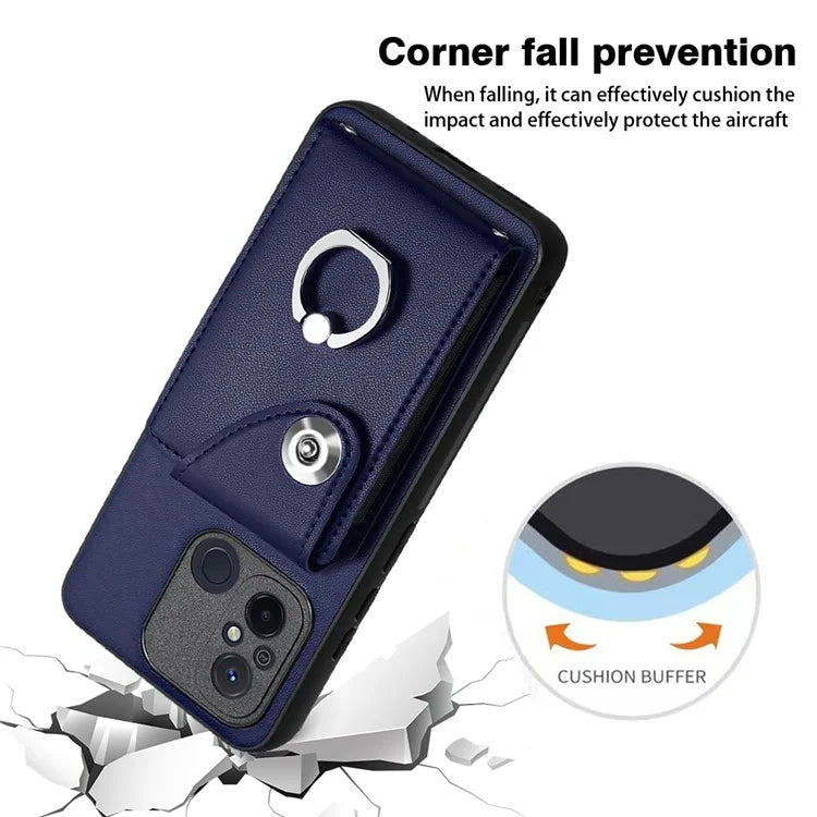 YB Leather Coating Series-7 for Xiaomi Redmi 12C 4G Magnetic Case Shockproof Finger Ring Phone Shell