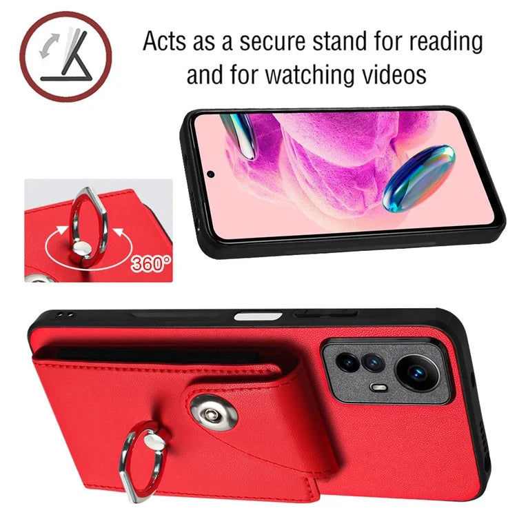 YB Leather Coating Series-7 for Xiaomi Redmi Note 12S 4G Case PU Leather+TPU Card Slots Cover