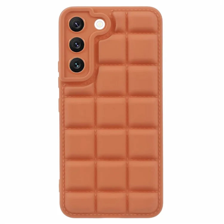For Samsung Galaxy S22+ 5G Case Down Jacket Texture Anti-Scratch TPU Phone CaseLight Brown