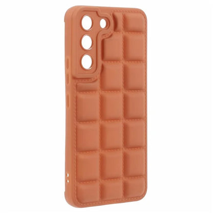 For Samsung Galaxy S22+ 5G Case Down Jacket Texture Anti-Scratch TPU Phone CaseLight Brown