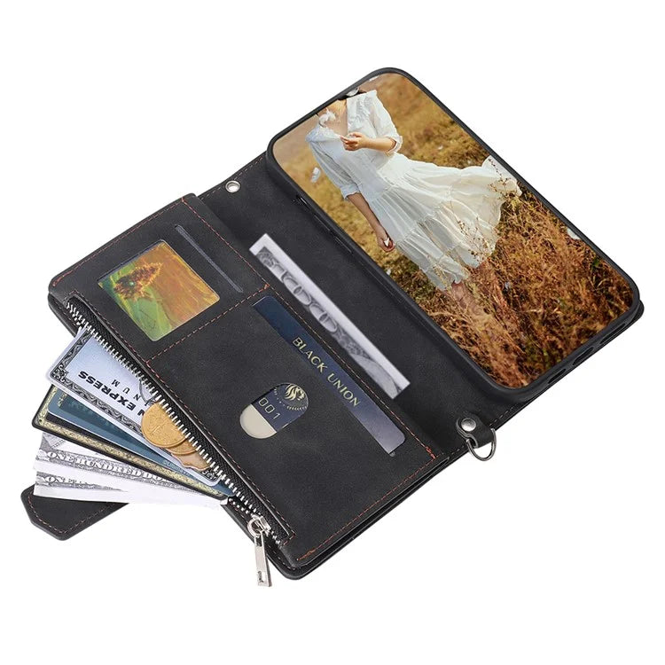 For Samsung Galaxy A55 5G Wallet Case Rhombus PU Leather Flip Phone Cover with Strap