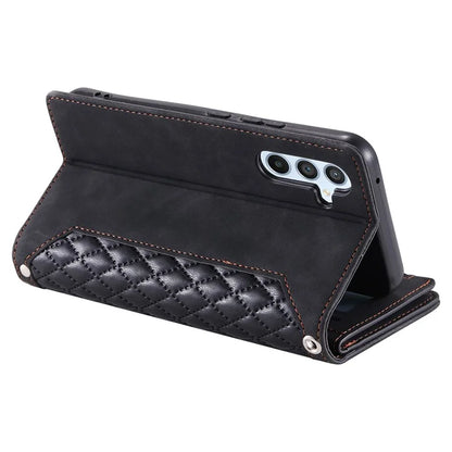 For Samsung Galaxy A55 5G Wallet Case Rhombus PU Leather Flip Phone Cover with Strap
