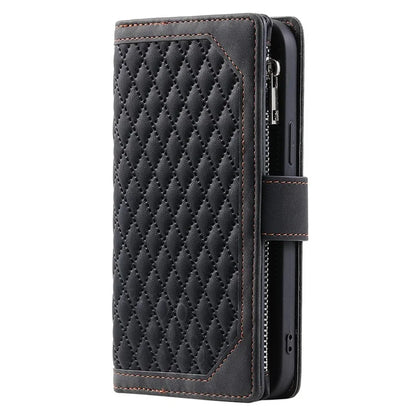For Samsung Galaxy A55 5G Wallet Case Rhombus PU Leather Flip Phone Cover with Strap