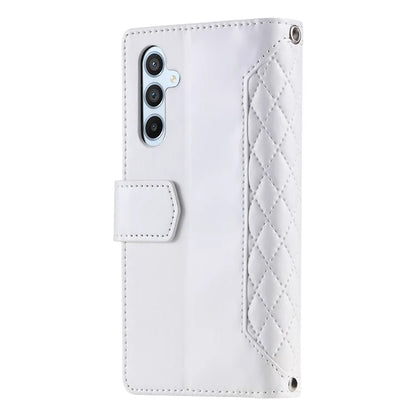 For Samsung Galaxy A55 5G Wallet Case Rhombus PU Leather Flip Phone Cover with Strap
