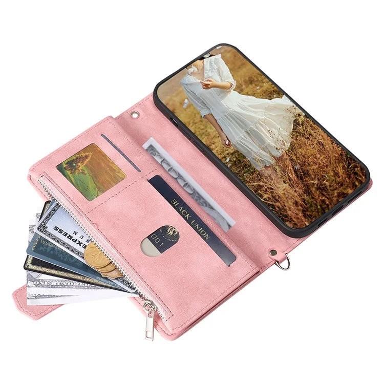 For Samsung Galaxy A55 5G Wallet Case Rhombus PU Leather Flip Phone Cover with Strap