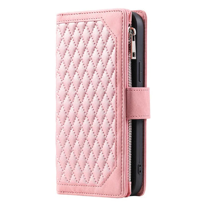 For Samsung Galaxy A55 5G Wallet Case Rhombus PU Leather Flip Phone Cover with Strap