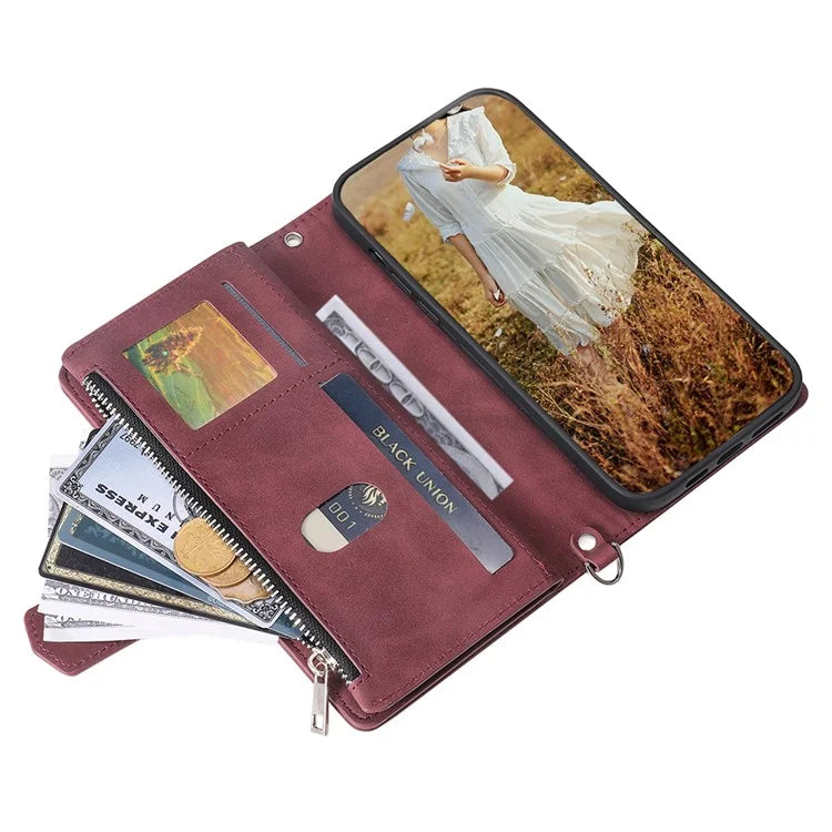 For Samsung Galaxy A55 5G Wallet Case Rhombus PU Leather Flip Phone Cover with Strap