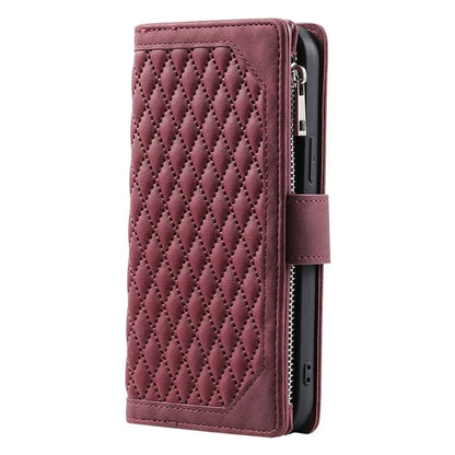 For Samsung Galaxy A55 5G Wallet Case Rhombus PU Leather Flip Phone Cover with Strap