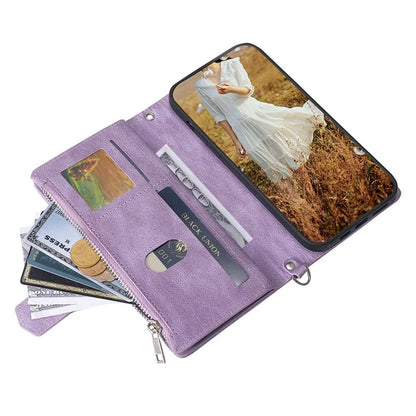 For Samsung Galaxy A55 5G Wallet Case Rhombus PU Leather Flip Phone Cover with Strap