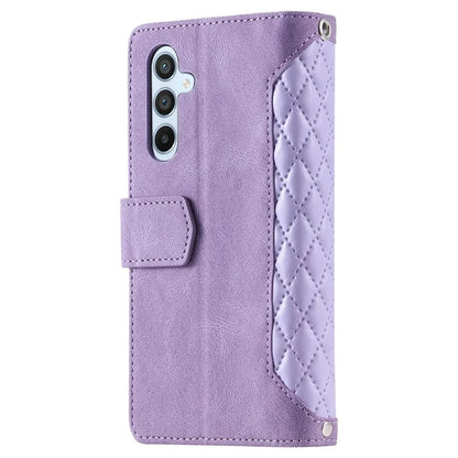 For Samsung Galaxy A55 5G Wallet Case Rhombus PU Leather Flip Phone Cover with Strap
