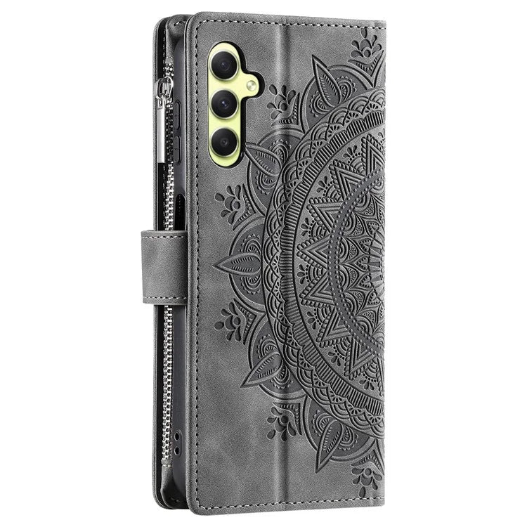 For Samsung Galaxy A55 5G Phone Case Mandala Pattern Leather Cover with Strap