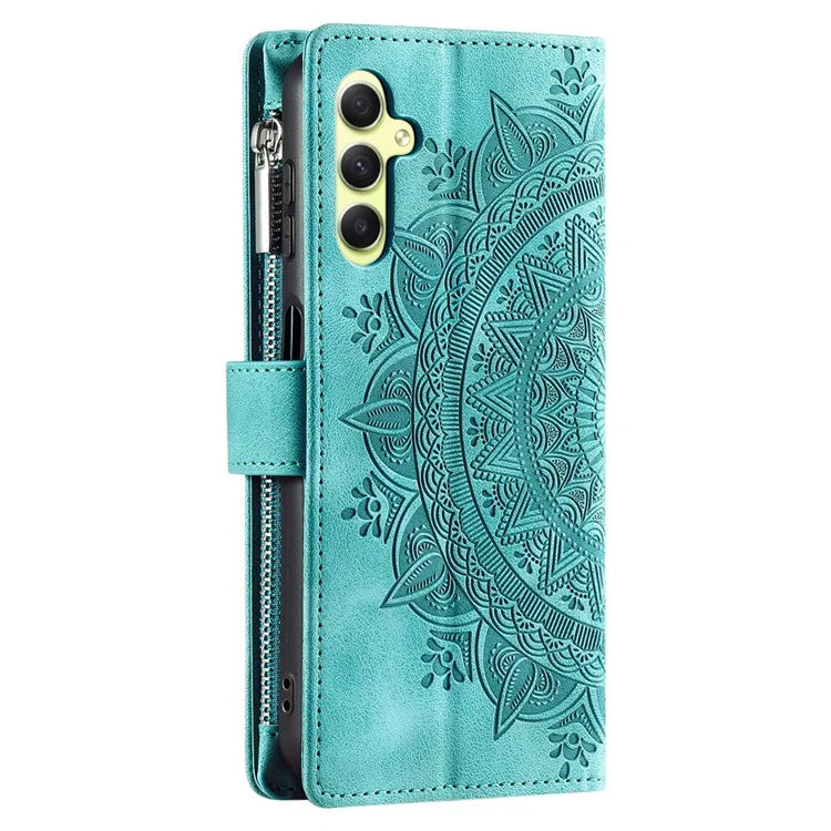 For Samsung Galaxy A55 5G Phone Case Mandala Pattern Leather Cover with Strap