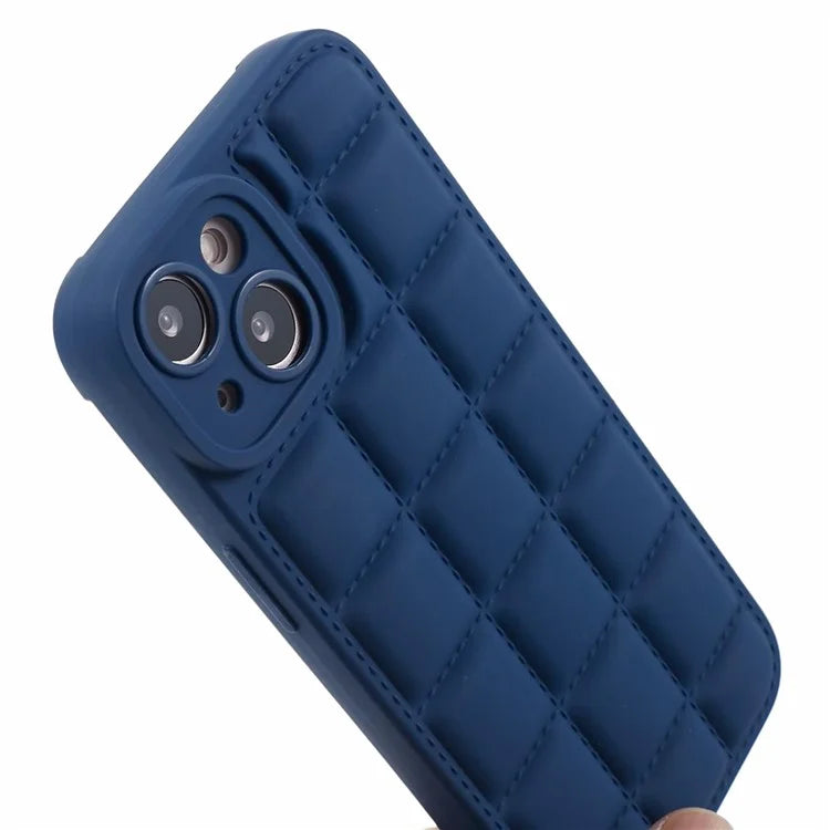 For iPhone 14 Protective Case Down Jacket Texture TPU Slim Phone Cover