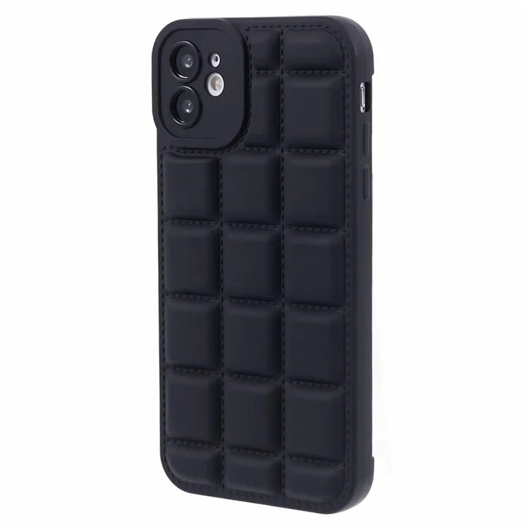 For iPhone 12 6.1 inch Slim Case Down Jacket Texture Shockproof TPU Cell Phone Cover