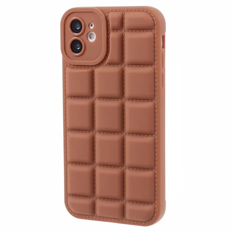 For iPhone 12 6.1 inch Slim Case Down Jacket Texture Shockproof TPU Cell Phone Cover