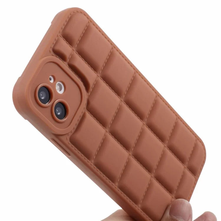 For iPhone 12 6.1 inch Slim Case Down Jacket Texture Shockproof TPU Cell Phone Cover