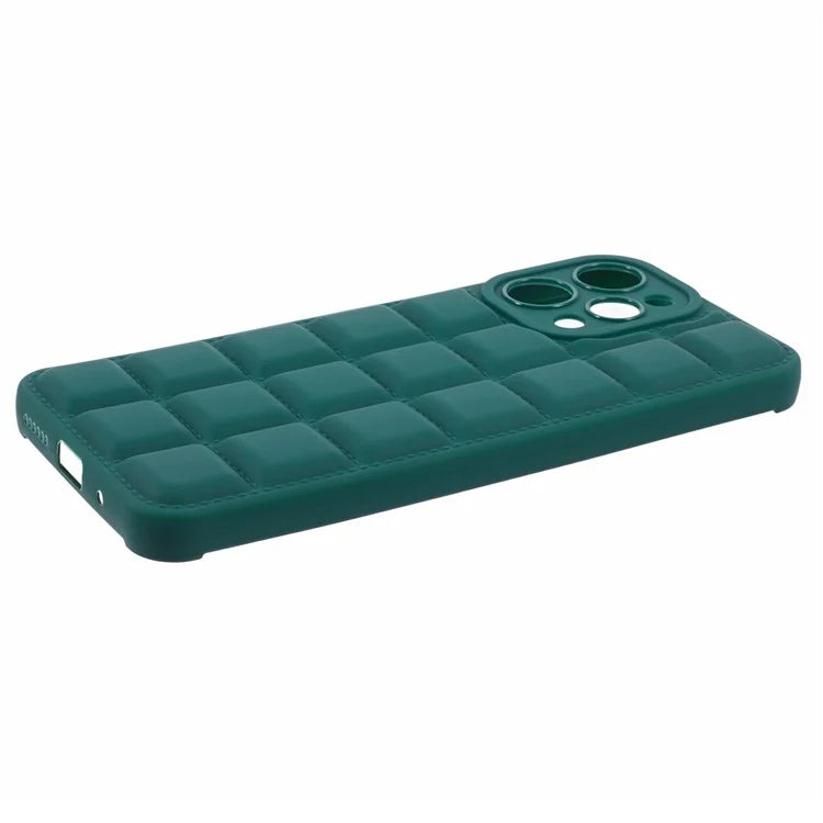 TPU Cover for Xiaomi Redmi 12 4G Grid Down Jacket Texture Anti-fall Cell Phone Casesish Green