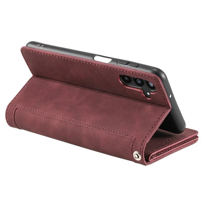 For Samsung Galaxy A35 5G PU Leather Case Wristlet Zipper 9 Card Holder Phone Cover