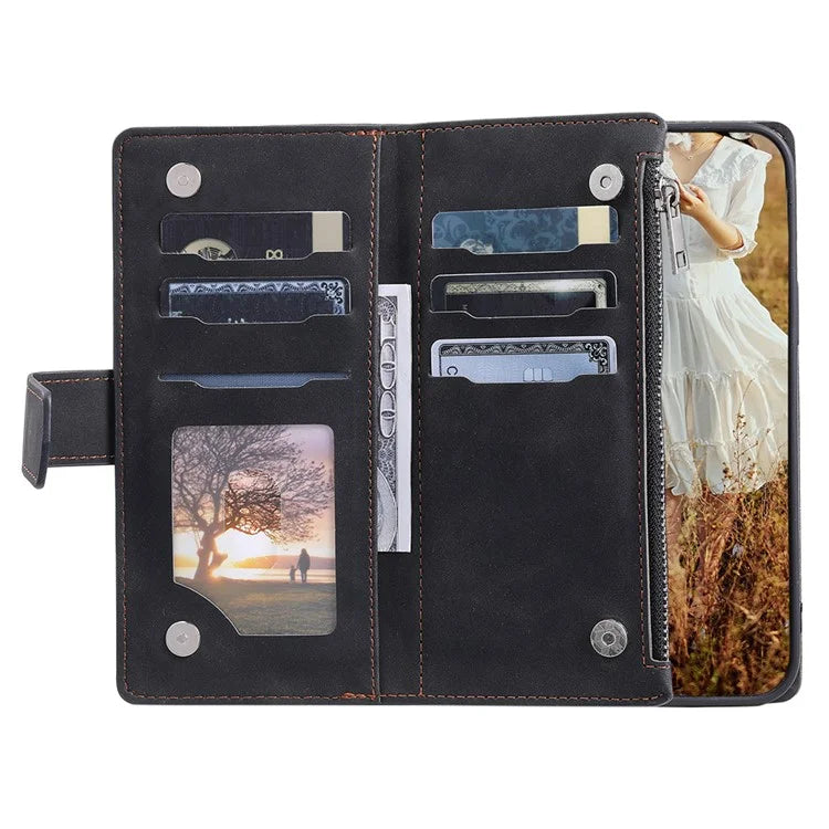 For Samsung Galaxy A35 5G Rhombus Leather Case with Zipper Lanyard Stand Phone Cover