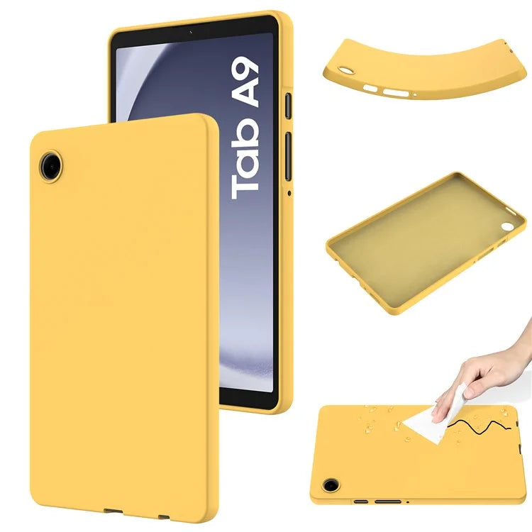 For Samsung Galaxy Tab A9 Cover Liquid Silicone Case with Microfiber Lining