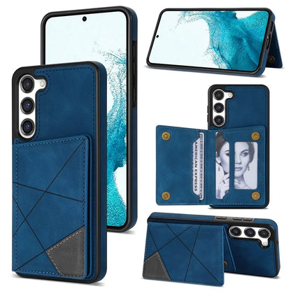 For Samsung Galaxy S24 Case Line Splicing Imprinted Leather Phone Cover