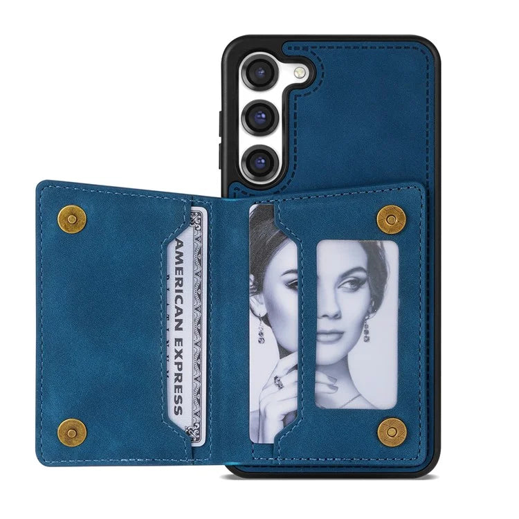 For Samsung Galaxy S24 Case Line Splicing Imprinted Leather Phone Cover