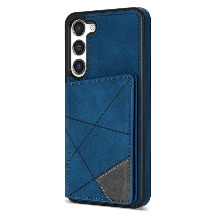 For Samsung Galaxy S24 Case Line Splicing Imprinted Leather Phone Cover