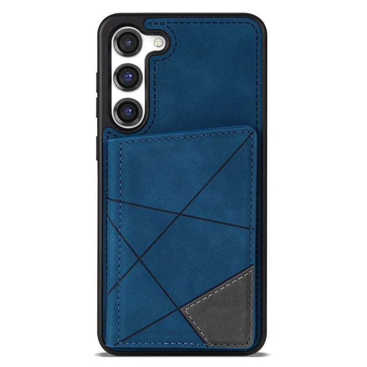For Samsung Galaxy S24 Case Line Splicing Imprinted Leather Phone Cover