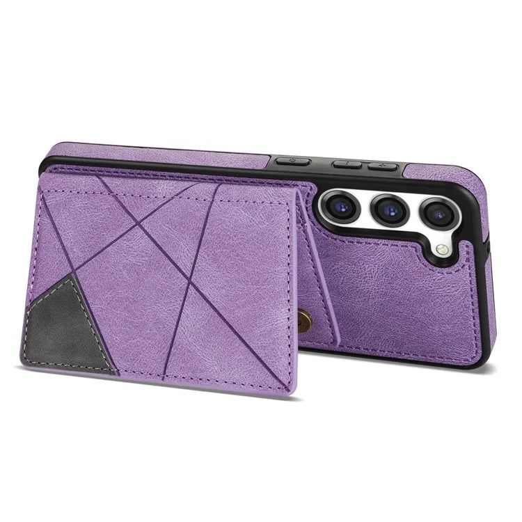 For Samsung Galaxy S24 Case Line Splicing Imprinted Leather Phone Cover
