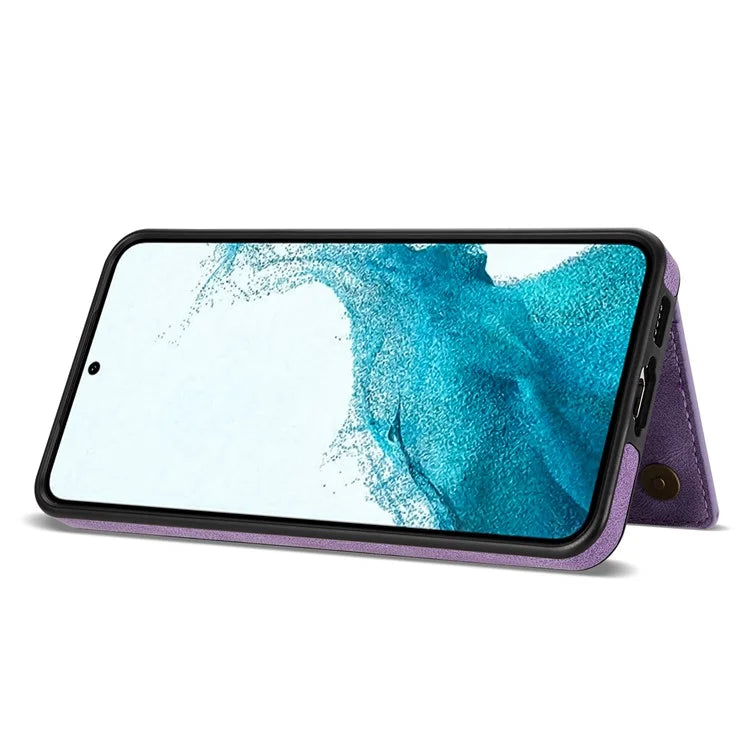For Samsung Galaxy S24 Case Line Splicing Imprinted Leather Phone Cover