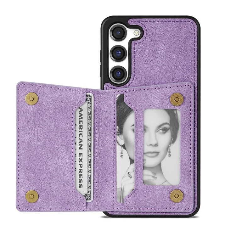 For Samsung Galaxy S24 Case Line Splicing Imprinted Leather Phone Cover