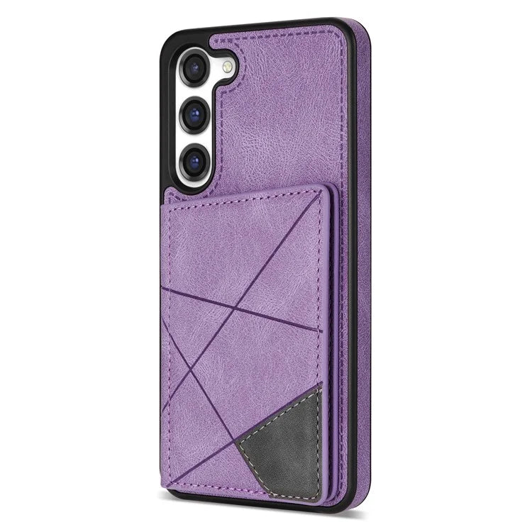For Samsung Galaxy S24 Case Line Splicing Imprinted Leather Phone Cover