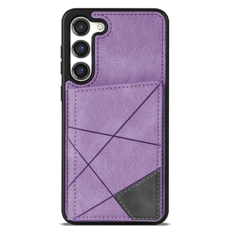For Samsung Galaxy S24 Case Line Splicing Imprinted Leather Phone Cover