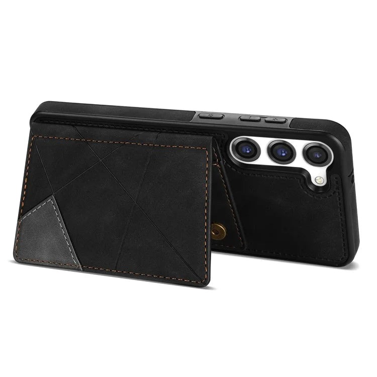 For Samsung Galaxy S24 Case Line Splicing Imprinted Leather Phone Cover