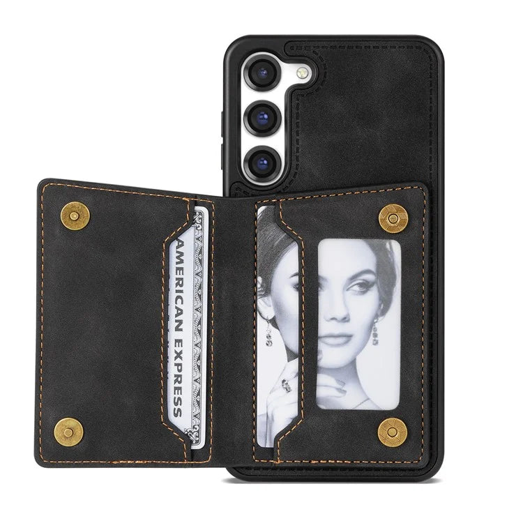 For Samsung Galaxy S24 Case Line Splicing Imprinted Leather Phone Cover